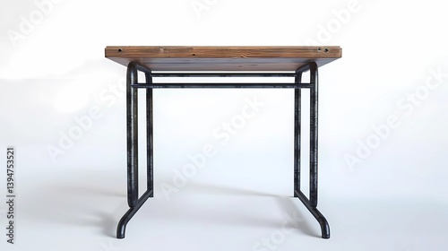Obraz na płótnie A wood and metal school desk, clean wood, white background, Generative AI illustrations. w salonie