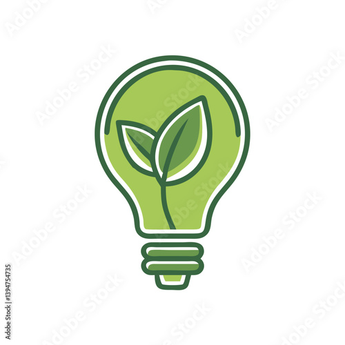 Energy-efficient light bulb with plant element on transparent background  