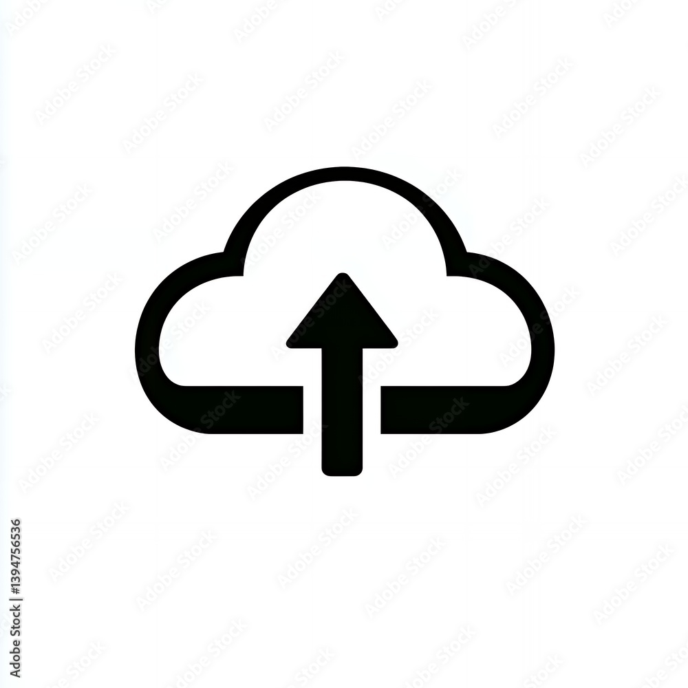 simple cloud icon with arrow pointing upward for upload simple cloud icon with arrow pointing upward for upload