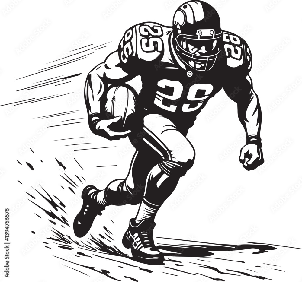 Obraz premium American Gridiron Shadows: Dynamic Silhouettes of Football Athletes in Action