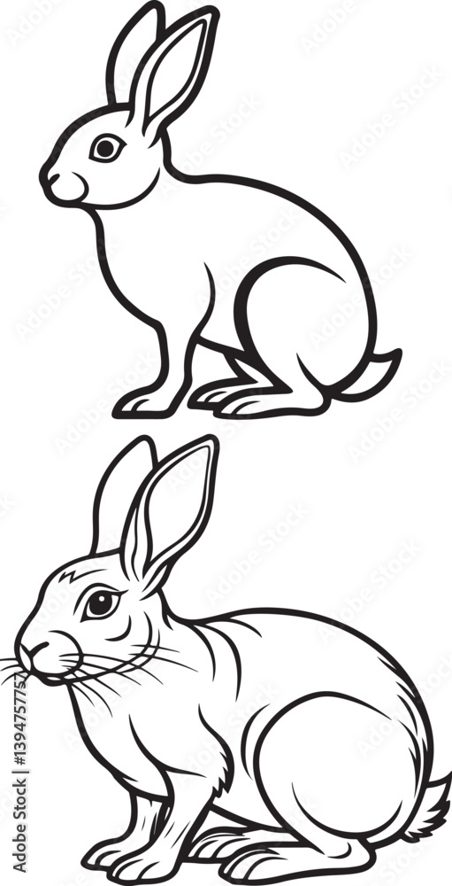 Fototapeta premium Rabbit line art vector illustration design image