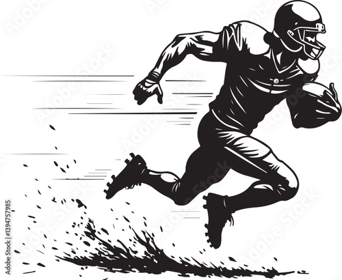 American Gridiron Shadows: Dynamic Silhouettes of Football Athletes in Action"