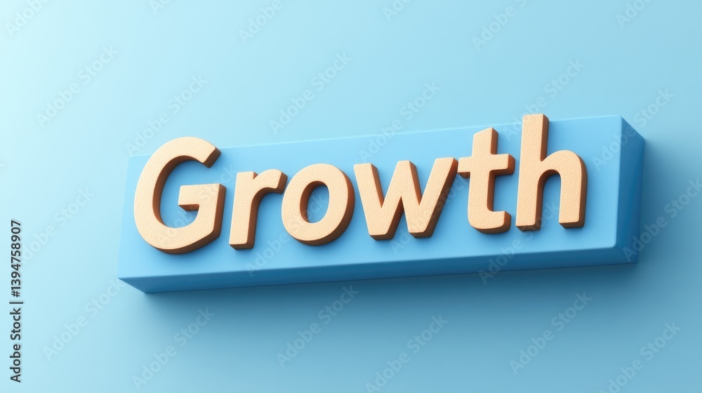 Growth Concept 3D Golden Text on Blue Block Background for Business Success Development Growth Concept 3D Golden Text on Blue Block Background for Business Success Development