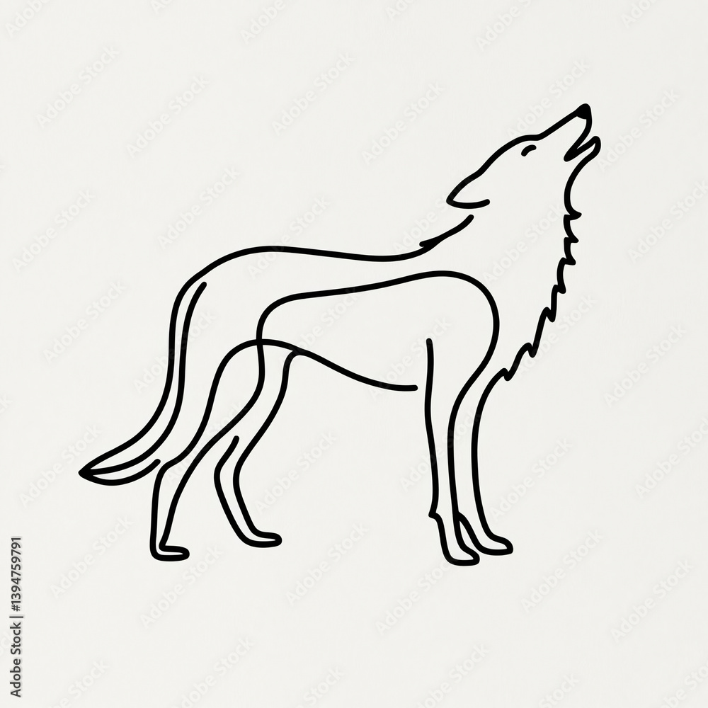 Fototapeta premium minimalist illustration featuring a single, continuous, fluid line that forms the outline of a wolf