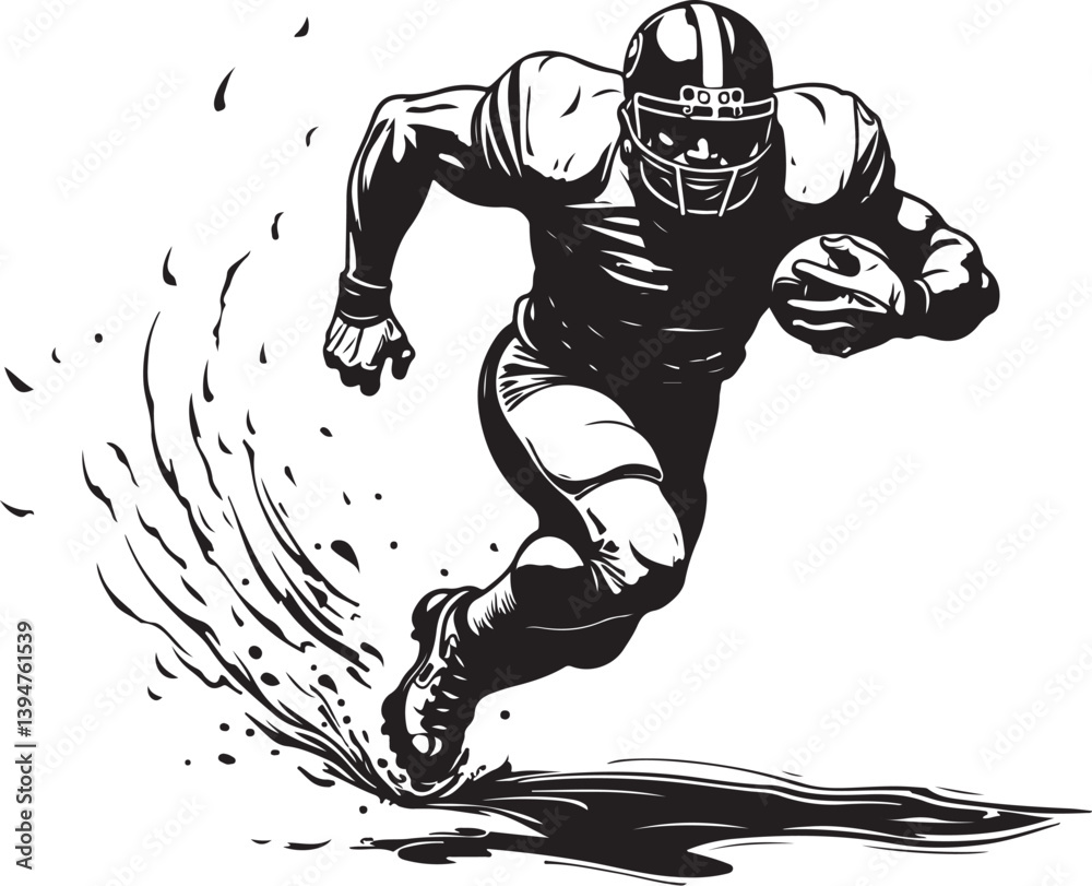 Obraz premium American Gridiron Shadows: Dynamic Silhouettes of Football Athletes in Action