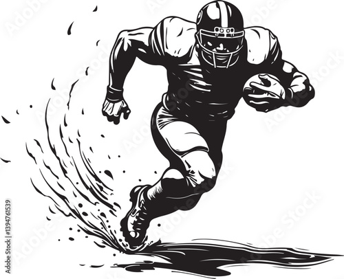 American Gridiron Shadows: Dynamic Silhouettes of Football Athletes in Action"