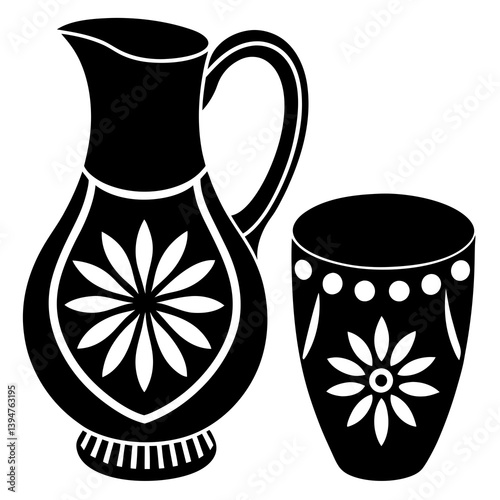 Decorative jug and Mug illustration