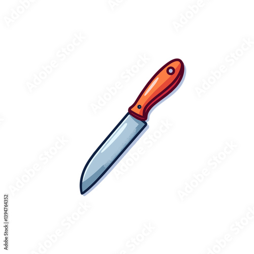 Cartoon kitchen knife with a red handle  