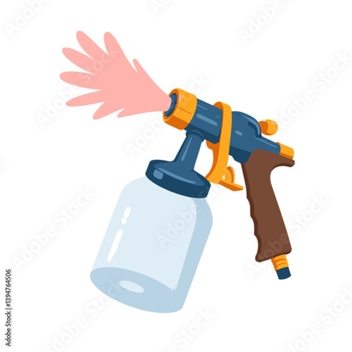Spray Gun Producing Colorful Mist no Background  