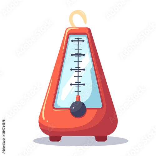 Retro metronome in vibrant red color with clear markings  