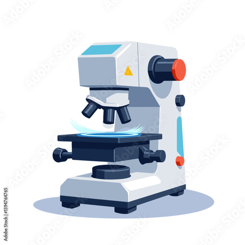 Microscope illustration showing scientific equipment in modern style  