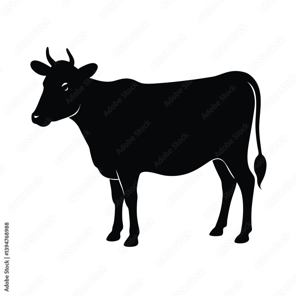 Fototapeta premium Cow Silhouette With Udder Silhouette