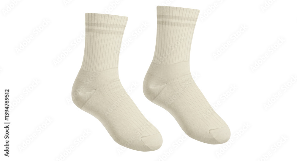 Isolated Pair of Cream Socks Isolated Pair of Cream Socks