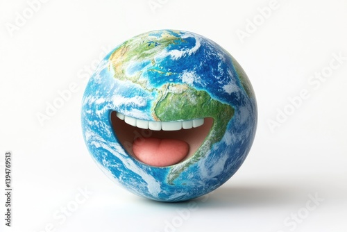 A happy Earth globe with a smiling face, expressing joy and optimism for the planet.