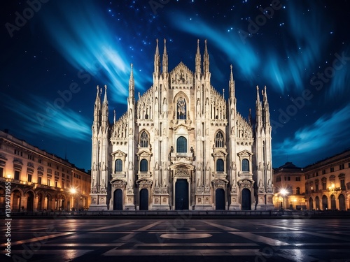 Milan Cathedral Under a Starry Sky