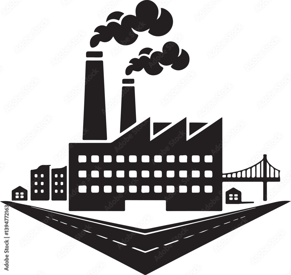 Obraz premium Factory vector silhouettes icon illustration