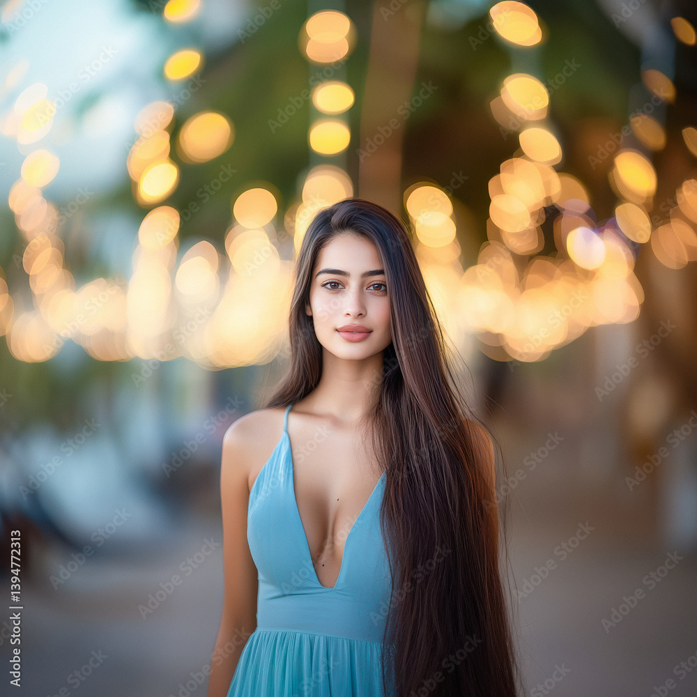 Fototapeta premium young beautiful woman with wavy hair