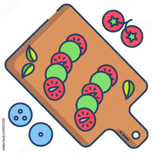 Linear color Bruschetta cut icon