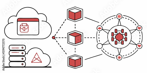 Cloud Server Network Architecture Diagram - Tech Illustration