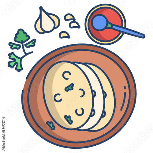 Linear color Naan roti icon