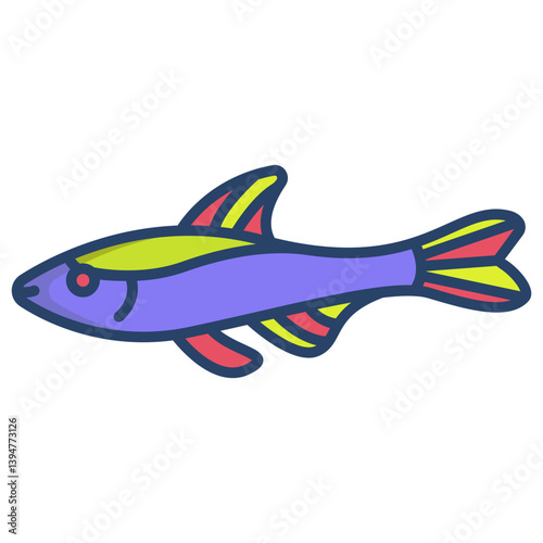 Linear color Neon tetra Fish icon