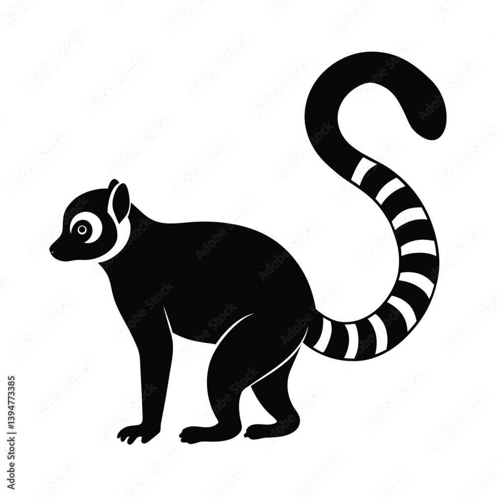 Obraz premium Lemur Silhouette With Ringed Tail Silhouette