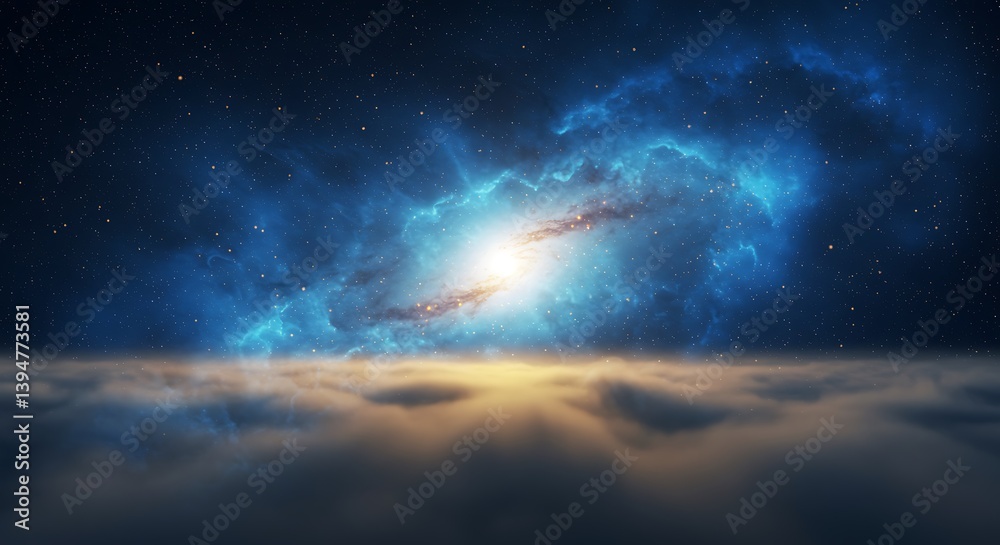 Fototapeta premium Celestial Nebula Above Cloudscape: A Cosmic Dream