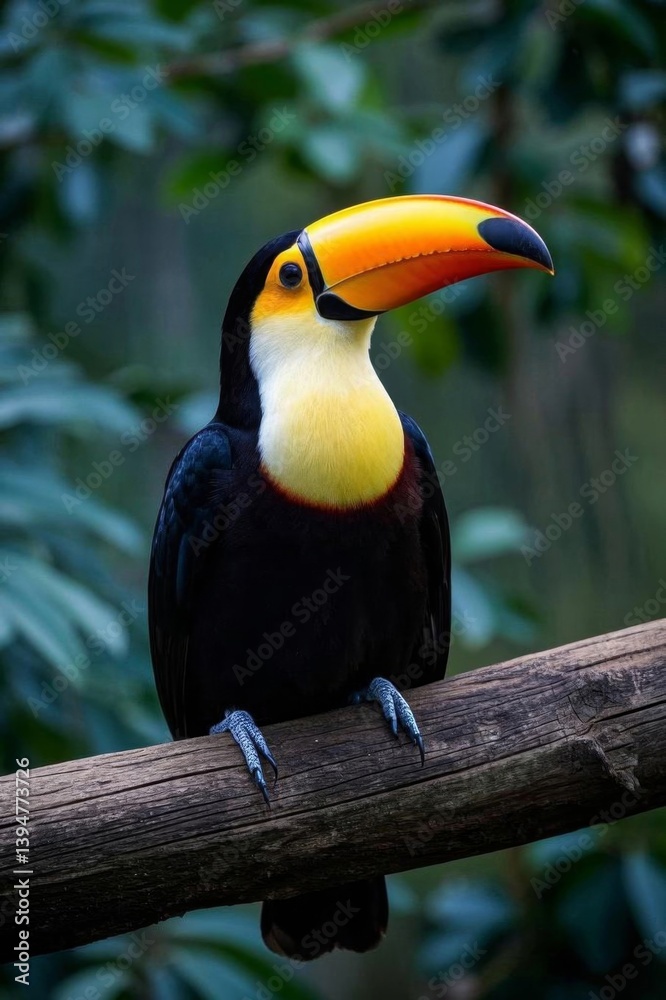 Fototapeta premium there is a black and yellow bird sitting on a branch