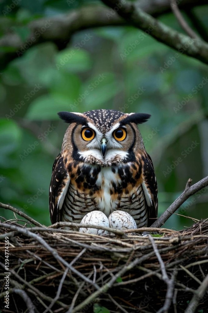 there is a bird that is sitting on a nest with eggs there is a bird that is sitting on a nest with eggs