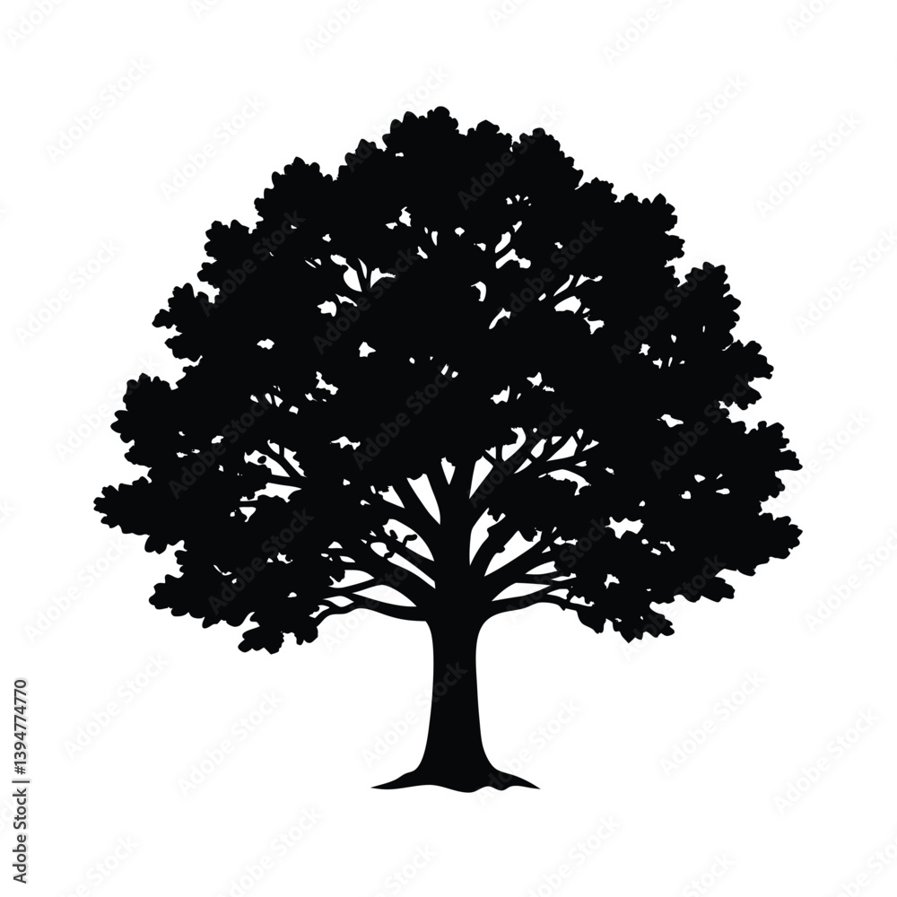 Fototapeta premium Oak Tree Silhouette Vector Design