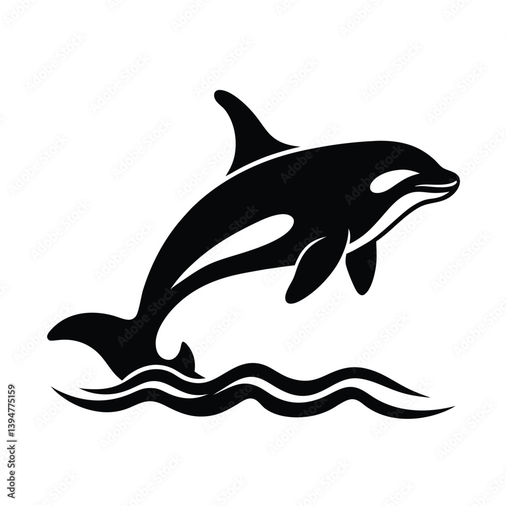 Fototapeta premium Orca Silhouette Breaching Silhouette