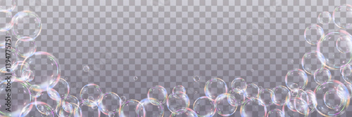 Festive bubbles.Network of realistic soap bubbles.Vector.EPS 10.