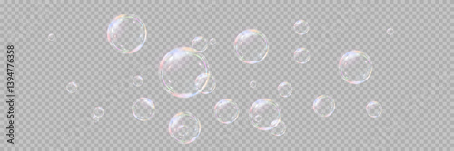Festive bubbles.Network of realistic soap bubbles.Vector.EPS 10.