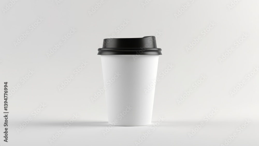 White Paper Coffee Cup With Black Lid White Paper Coffee Cup With Black Lid