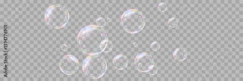 Festive bubbles.Network of realistic soap bubbles.Vector.EPS 10.