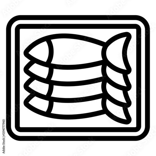 Package of canned fish line icon, fishery product concept. Vector graphics. Oiled fish can, seafood sign on white background, style mobile or design.