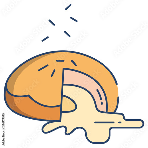 Linear color chocolate molten cake icon