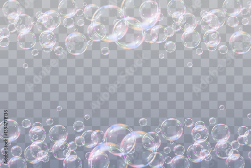 Festive bubbles.Network of realistic soap bubbles.Vector.EPS 10.