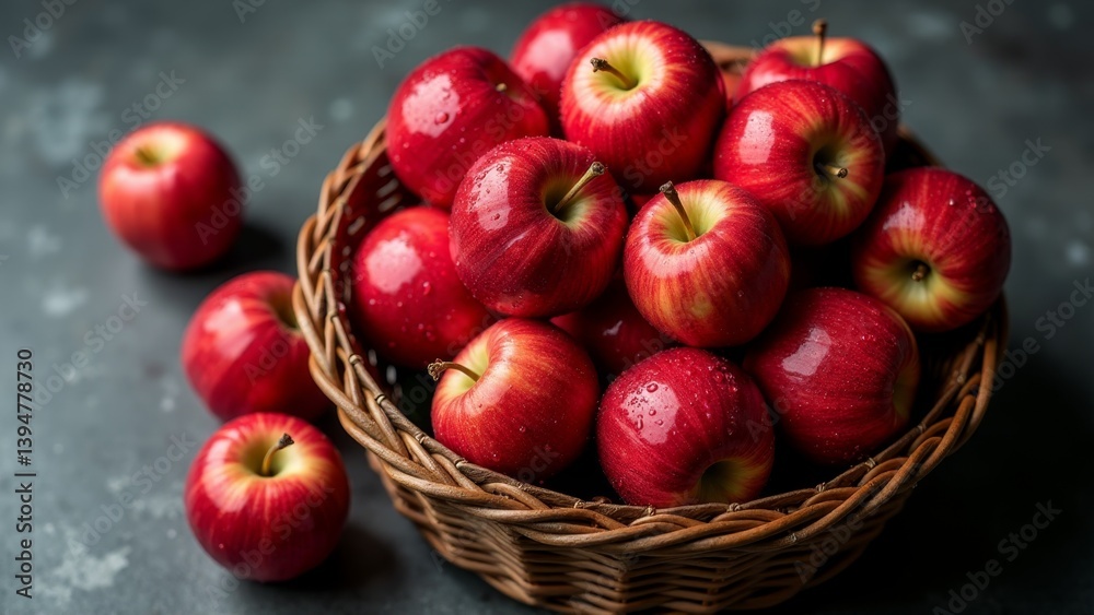 Fresh Red Apples In Basket Fresh Red Apples In Basket