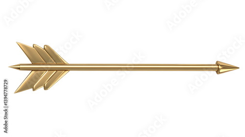 Gold Arrow with Pointed Tip on Transparent Background for Professional Design Use