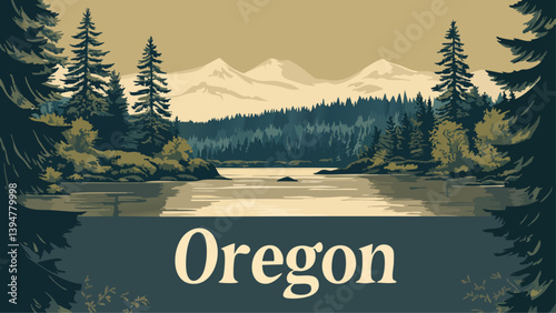 Oregon coastline as a vector style illustration