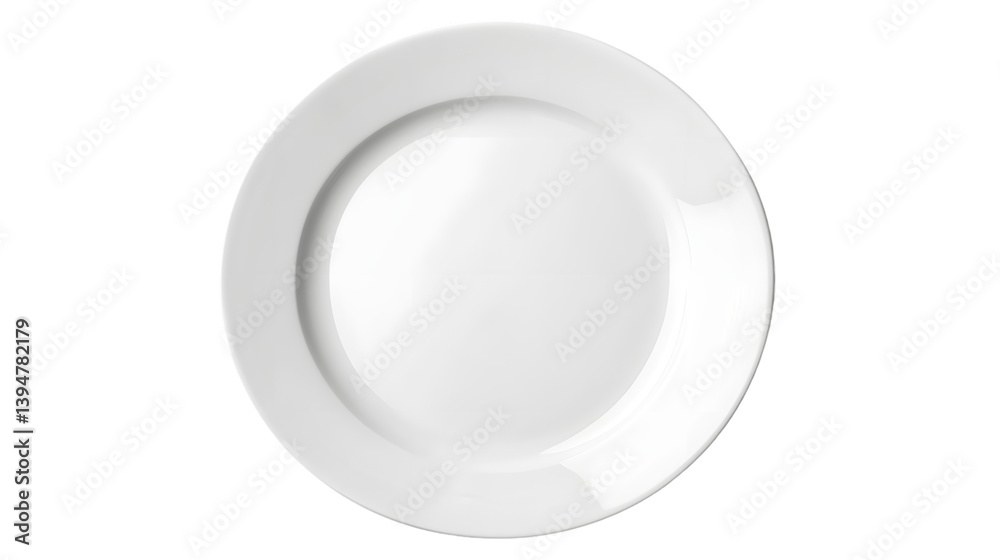 White Empty Plate on Transparent Background with Silver Cutlery - Minimalist Dining Concept Image
