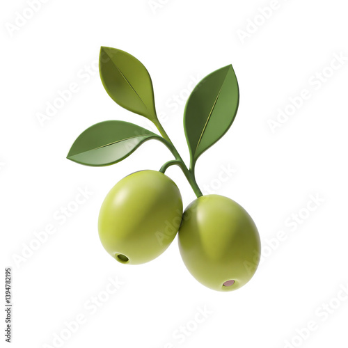 Wallpaper Mural Green Olive Branch LQYBH210 with Leaves 3D Render Icon Illustration Cute Cartoon Style 20250401 Torontodigital.ca