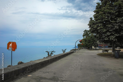 Landscape from town of Vevey to Lake Geneva, Switzerland