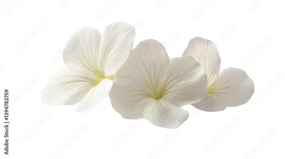Fototapeta premium White Violet Flower Isolated on White - Elegant and Minimalistic Floral Photography Concept.