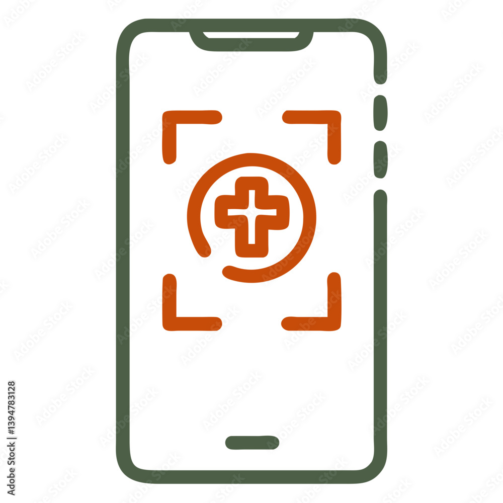 Smartphone with Health Scanner Icon for Medical Applications and Wellness Tracking Smartphone with Health Scanner Icon for Medical Applications and Wellness Tracking