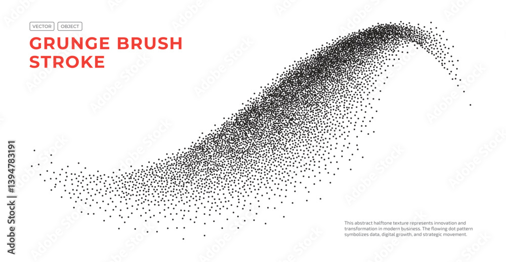 Dot abstract shape background, black spray effect, noice grunge texture isolated on white, vector illustration.