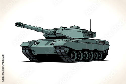 Military Tank Illustration: Modern Armored Combat Vehicle in Tactical Defense Strategy