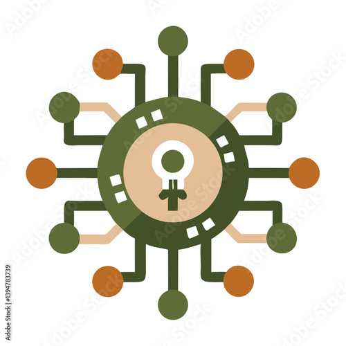 Modern Technology Symbol with Female Icon: Abstract Circuit Theme for Digital and Tech-Related Content