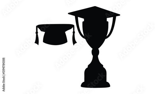 Cup education award icon flat silhouette, cup education icon style outline 
